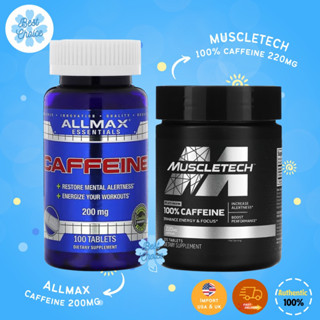 ✨ของใหม่ 🇺🇸 คาเฟอีน ALLMAX Nutrition 100% Pure Caffeine 200มก. 100เม็ด all max MuscleTech Platinum 100% Caffeine 220 mg