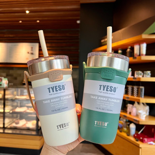 Jiari Selection [✨สินค้าใหม่✨]   แก้วเก็บอุณหภูมิ Tyeso แก้วน้ำ พร้อมหูหิ้ว พร้อมหลอด 710ML/550ML（แตนเลส 304）