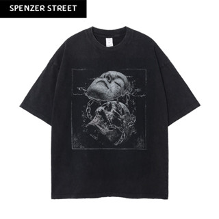 Spenzer.street | 🖤 Face skull  เสื้อโอเวอร์ไซส์ เสื้อผ้าสตรีท เสื้อเกาหลี เสื้อy2k ทราวิส 2pac ฮิต 2023 มาใหม่