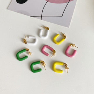 imean.store - Colorful square earring | ต่างหูงานไทเทเนี่ยมชุบ 18k มี 4 สี