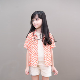 QueenCows Kids เสื้อแขนสั้น Moutarde Print Shirt (Orange)