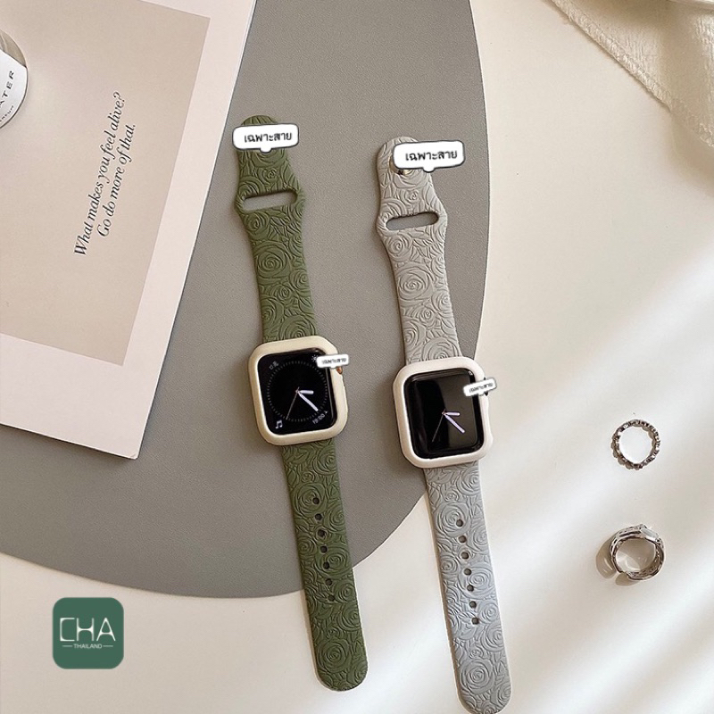 ลายปั้ม rose สายนาฬิกา smart watch ultra11 10 8 9 7 6 5 4 3 สาย iwatch สายยาง สัาหรับ iwatch 44/45/41/40/45/46/49mm rose