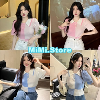 MiMi ✨พร้อมส่ง✨ เสื้อคอปก สีพาสเทล ผ้าไหมพรม น่ารักสดใสมากๆ