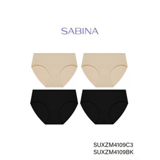 Sabina กางเกงชั้นใน  (Set 4 ชิ้น) (ทรงHalf) รุ่น Panty Zone รหัส SUXZM4109C3+SUXZM4109BK สีเนื้อเข้ม/สีดำ