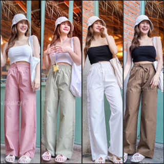 🔥aimorn_shop🔥กางเกงขากระบอก 💚💕💚ผ้าไมโครผ้า 💓💜สวยใส่สบาย เอวเป็นยางยืดรอบเอว งานไม่มีกระเป๋านะ