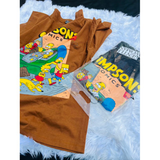 พร้อมส่งเสื้อยืดโอเว่อร์ไซต์Gentel ลายsimpsons สกรีนหน้า-หลัง