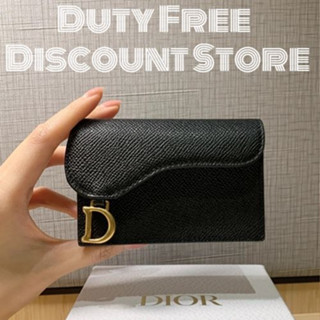 DIOR SADDLE FLAP CARD HOLDER / Black Grained Calfskin