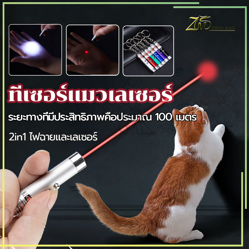 เลเซอร์แมว 2in1 ไฟฉายและเลเซอร์ ของเล่นแมว บอลแมว ขอเล่นแมว ของเล่นที่น้องแมวชอบมาก คละสี ลำแสงชัดส่องได้ไกล