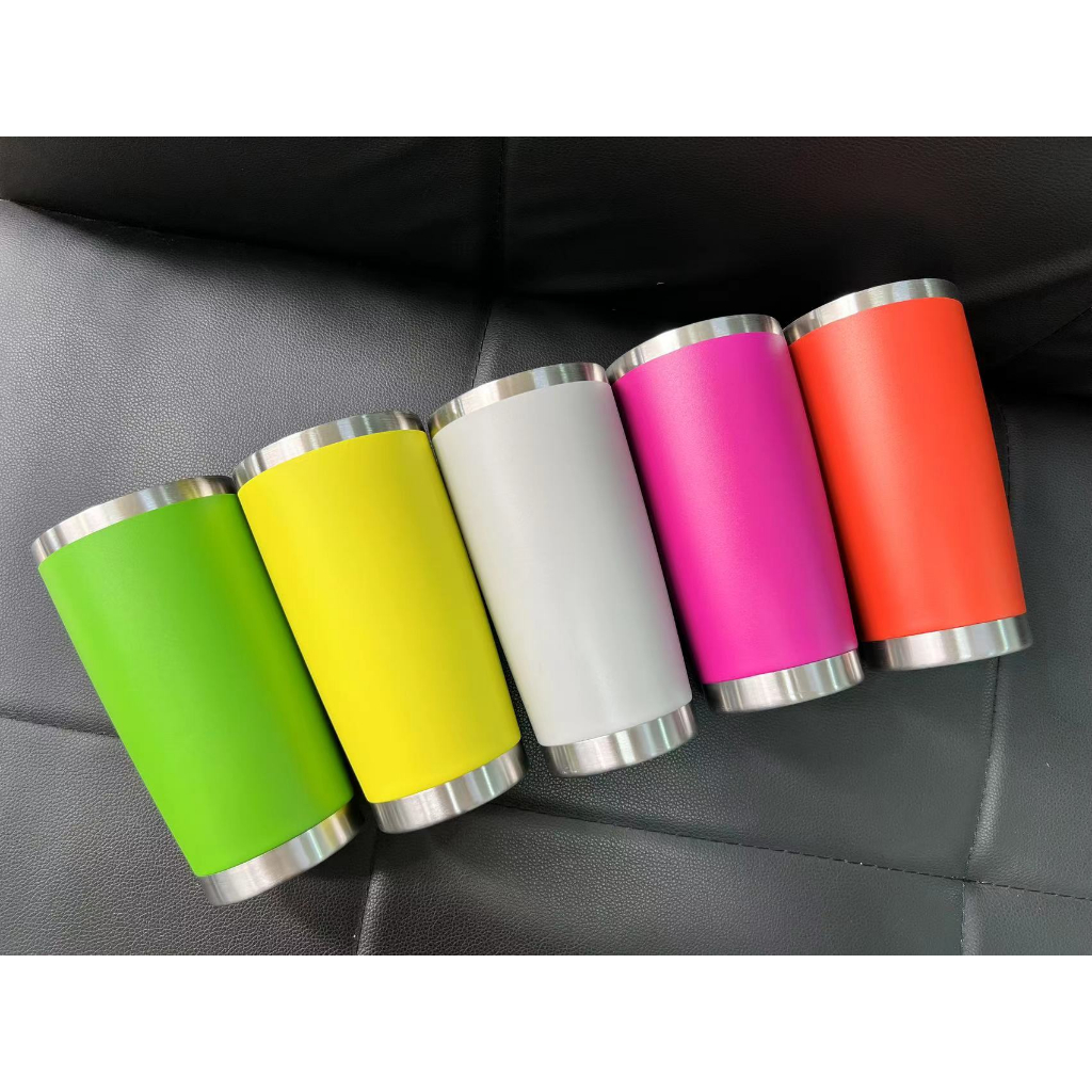 แก้วเยติสีพื้น ขนาด20ออนซ์ แก้วเก็บความร้อน/เย็น ผิวด้านตัดขอบสีเงิน แก้วเก็บอุณหภูมิร้อน-เย็น ใช้ดี ไม่มีไอน้ำ พร้อมส่ง