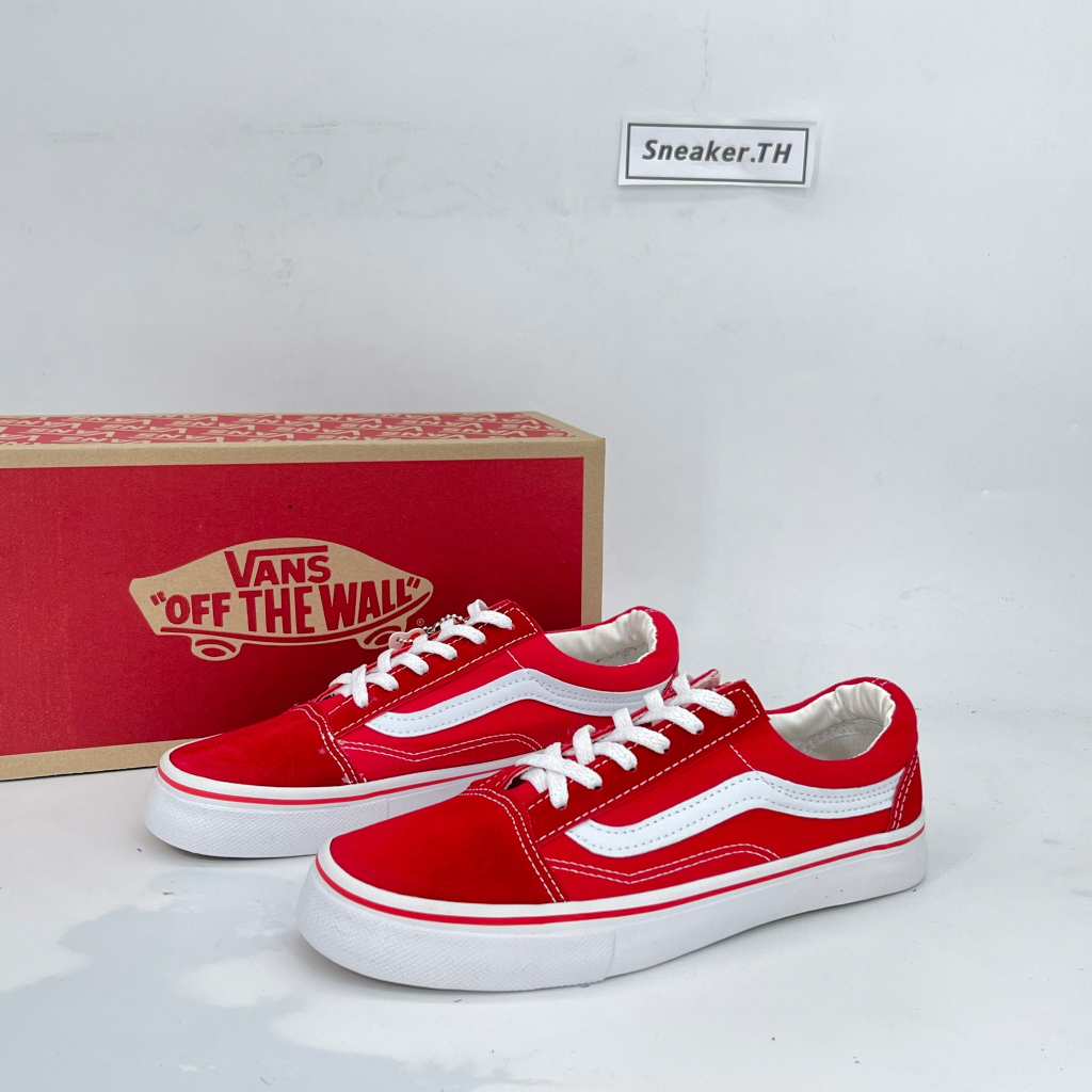 รองเท้าแวนส์ รองเท้าผ้าใบ สีน้ำเงิน/สีแดง ไซส์.36-45 รองเท้าลำลอง รองเท้าแฟชั่น สินค้าขายดีตลอดกาล MTB003