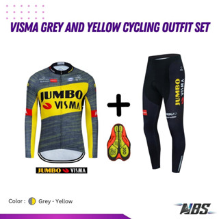 ชุดปั่นจักรยาน VISMA Grey and Yellow Cycling Outfit Set