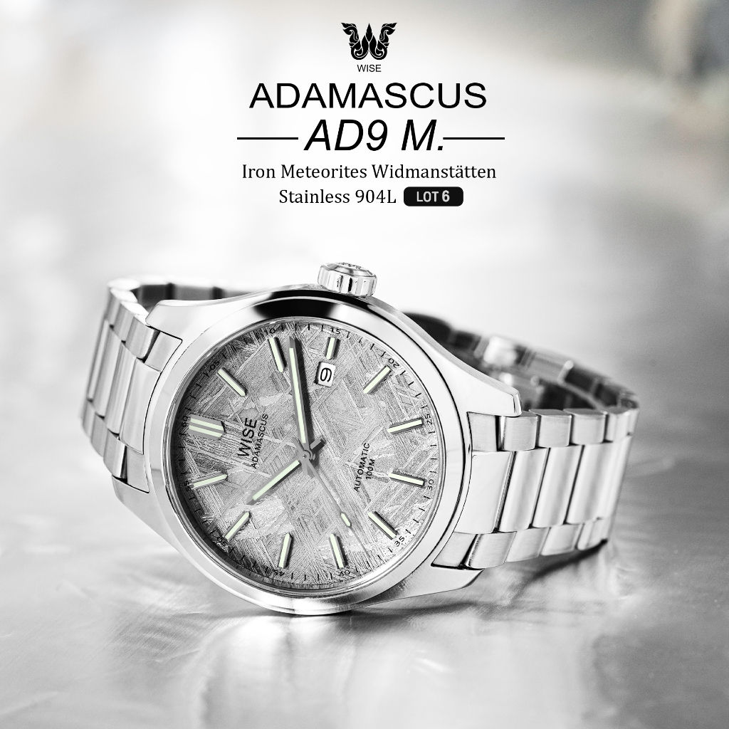 ใหม่! Pre-order WISE รุ่น ADAMASCUS AD9M Lot.6 Set สายสแตนเลส 904L นาฬิกาข้อมือหน้าปัดอุกกาบาตเหล็ก *ไม่รองรับ COD*
