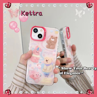 💜Kettra💜ป้องกันการหล่น ขอบเต็ม iPhone 11 14 pro max การ์ตูน สีชมพู ลูกสุนัข สาวน่ารักหัวใจ case for iPhone 12 13