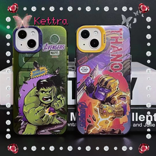 💜Kettra💜ป้องกันการหล่น ขอบเต็ม iPhone 11 14 pro max การ์ตูน Marvel Hulk Thanos ความคิดสร้างสรรค์ case for iPhone 12 13