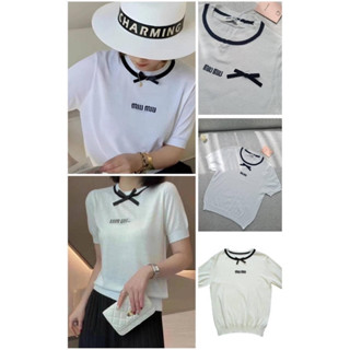 เสื้อไหมพรมแขนสั้น ปัก Miu Miu งาน Teeda