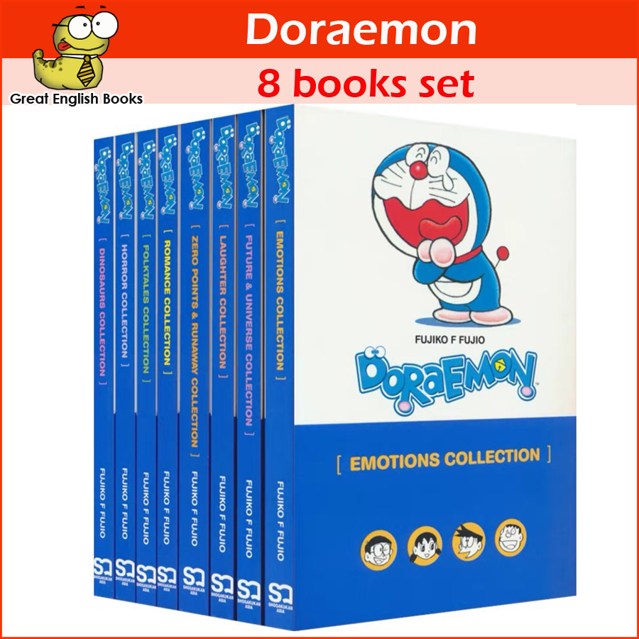 (ใช้โค้ดรับcoinคืน10%ได้) หนังสือการ์ตูนโดเรม่อนภาษาอังกฤษ Doraemon English Comics 8 Books set (Blac
