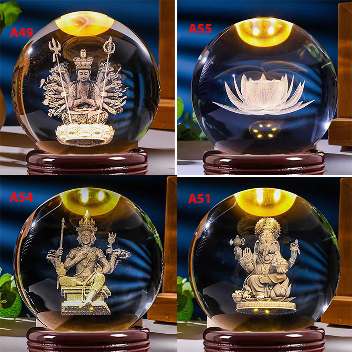 #ลูกแก้ว#พญานาค*ไม่มีไฟ*6-8cm  3D เสริมดวง ปรับฮวงจุ้ย พร้อมฐาน #ลูกแก้วคริสตัล