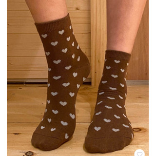 พรีออเดอร์ PREORDER Brandy Melville ของแท้ 100% Brown Heart Socks