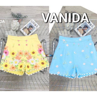 กางเกงขาสั้นลายดอก 💛🩵 ป้าย VANIDA