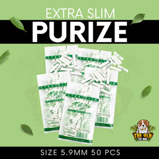 (50 ชิ้น) ก้นกรอง Purize Extra Slim 5.9mm. ก้นกรองชาโคล ก้นกรองคาร์บอน สีขาว