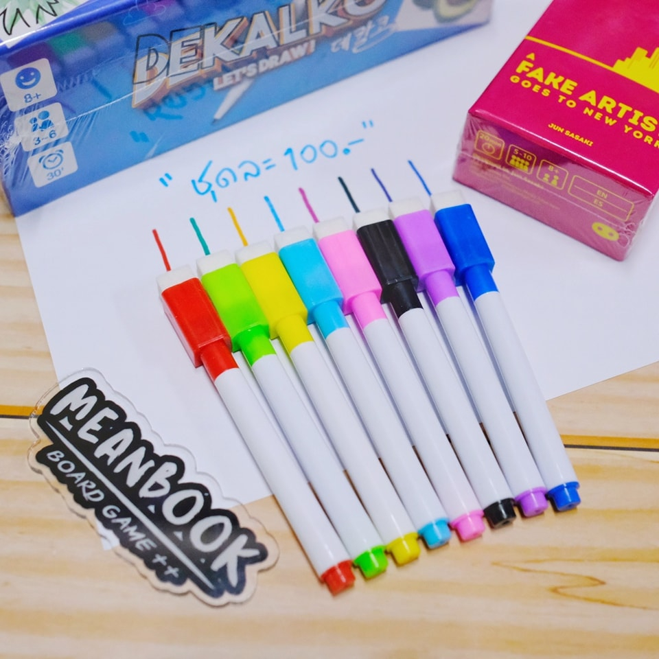 Markers 100 บาท Mini Whiteboard Marker ชุด 8 สี ปากกาลบได้สำหรับบอร์ดเกม ปากกา Board Game Stationery