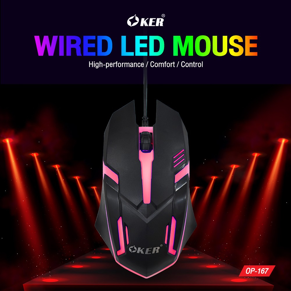 ✅แท้100% OKER OP-167 WIRED LED MOUSE White เมาส์สีขาว เมาส์ไฟ LED เรืองแสง เมาส์เกมมิ้ง Gaming สำหรับคอเกมส์ #CC 167