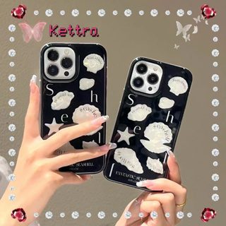 💜Kettra💜ป้องกันการหล่น ขอบเต็ม iPhone 11 14 pro max สีดำ หวานสวย ความคิดสร้างสรรค์ เรียบง่าย case for iPhone 12 13