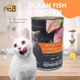 [12 กระป๋อง] Pet8 CatZ&Kitchen แคทคิชเช่น อาหารแมวเปียก กระป๋อง 400gx12กระป๋อง