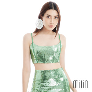 [MILIN] Seaside Sipper Scoop neckline spaghetti straps sequins corset bustier crop top เสื้อครอปผ้าเลื่อมคอร์เซ็ท 41