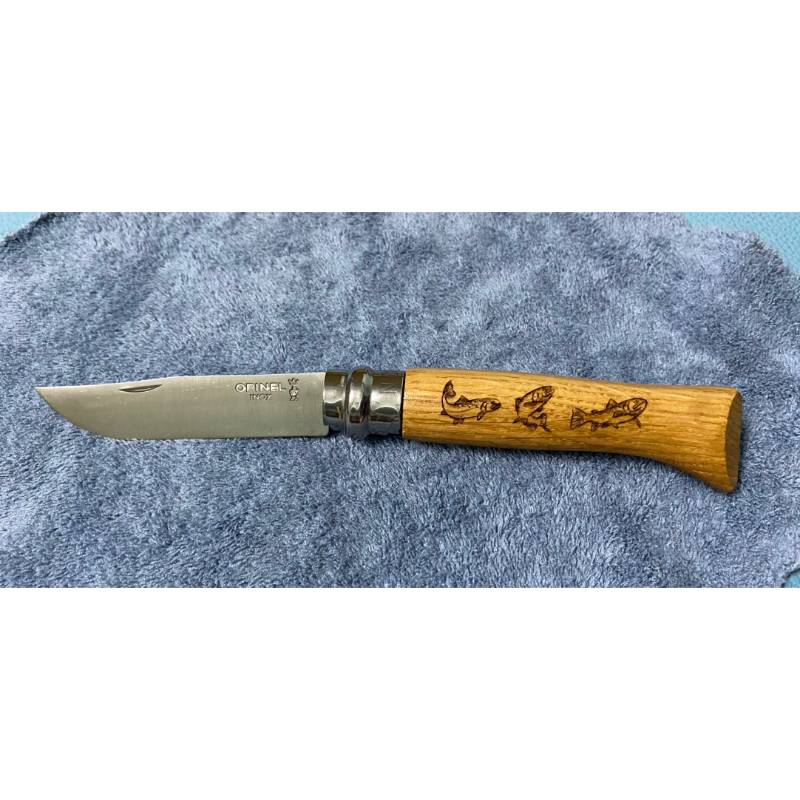 Opinel No.8 Stainless Steel Animalia (ปลาเทราท์) – โปรปัง