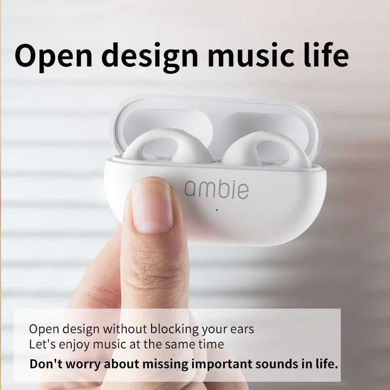 Ambie AM-TW01 เสียง Earcuffs Ear Bone Conduction ต่างหูหูฟังไร้สายบลูทูธ 5.2 สำหรับ Sony เสียงคุณภาพสูง Auricle