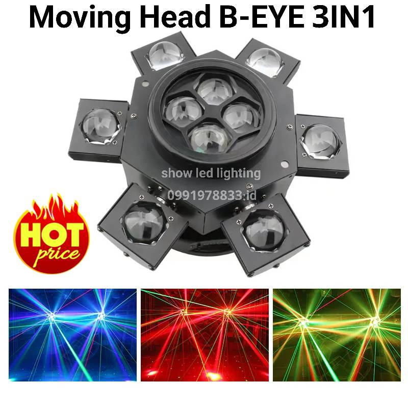 Moving Head LED  B-EYE 3in1eyed 6led b-eye 4led 2laserไฟมูฟวิ่งเฮด มูฟวิ่ง สไปเดอร์ ไฟเธค ไฟผับ ไฟเลเซอร์ ไฟดิ้สโก้เทค