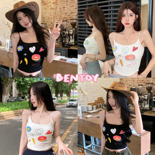 bentoy(bratop2635)เสื้อสายเดี่ยว ฟองน้ำในตัว ผ้านิ่มใส่สบาย ลายสกรีนน่ารัก