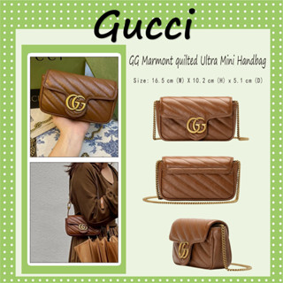 💕Hot sale Authentic GUCCI  In stock chain bag shoulder bag GG Marmont super mini bag ‼️