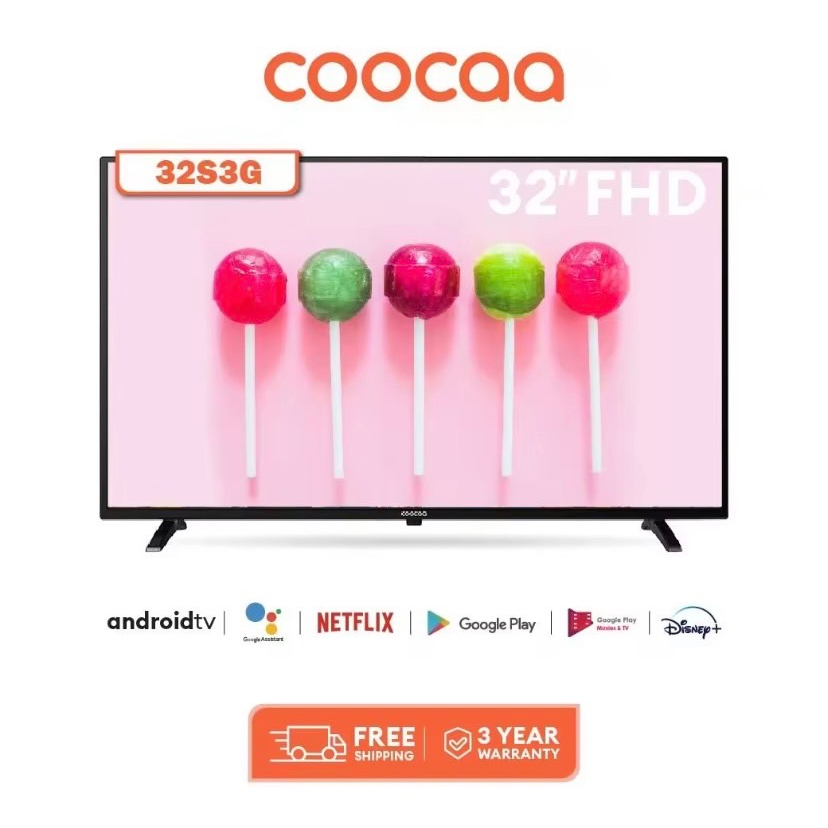 Coocaa ทีวี 32 นิ้ว Inch Android TV LED HD รุ่น 32S3G โทรทัศน์ Android9.0 (สีดำ)