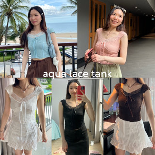 UIUI | aqua lace tank เสื้อลูกไม้ผูกโบว์ด้านหน้า