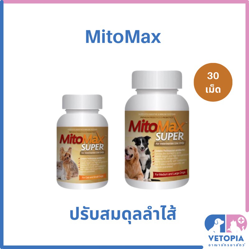 Mitomax 30 เม็ด อาหารเสริมดูแลระบบทางเดินอาหาร สำหรับสุนัข และ แมว