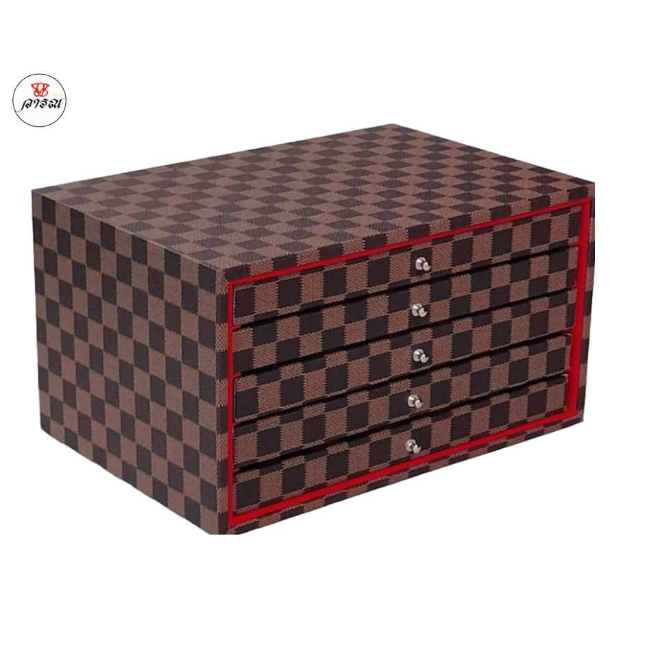 กล่องใส่เครื่องประดับ และ พระเครื่อง แบบลิ้นชัก 5ชั้น 90ช่อง, 90-Tier 5 drawer jewelry box and amule