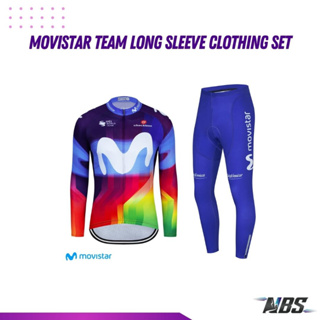 ชุดเซ็ตเสื้อ+กางเกง ชุดปั่นจักรยาน Movistar Team Long Sleeve Clothing Set