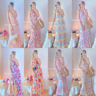 Maxi dress เดรสอัดพลีทสายเดี่ยวผูกไหล่ summer dress✨