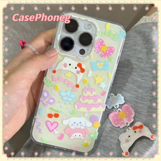 🍑CasePhoneg🍑สไตล์สร้อยข้อมือ iPhone 11 14 pro max ป้องกันการหล่น ขอบเต็ม การ์ตูน เส้นขอบโปร่งใส case for iPhone 12 13