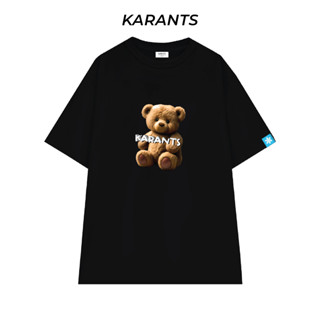 Karants เสื้อยืด Oversize Cotton 100% สีดำ ไม่ยืด ไม่ย้วย ไม่ต้องรีด เสื้อยืดผู้ชาย ผู้หญิง - KR45