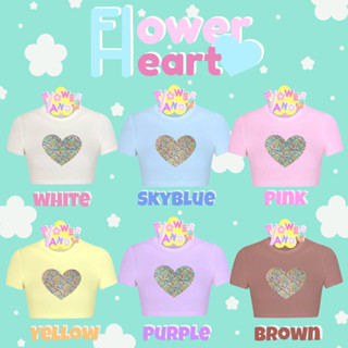 Flower Heart 💖🌼 เสื้อครอปลายหัวใจดอกไม้ (พร้อมส่ง📦)