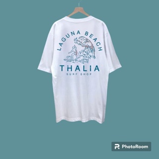 Happier than ever/เสื้อยืดโอเวอร์ไซส์สกรีนลายlaguna_beach/สีขาว