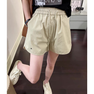 กางเกงขาสั้นเอวสูง WRINKLE TEXTURED DRAWSTRING SHORTS