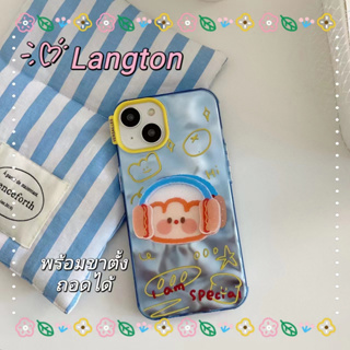 🌈Langton🌸ขอบเต็ม ป้องกันการหล่น iphone 11 14 pro max การ์ตูน ขาตั้ง ถอดได้ ลูกสุนัขกับหูฟัง น่ารัก case for iPhone 12 13