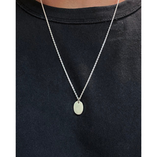 Marbella.bkk สร้อยคอเงินแท้  จี้วงรี เรียบ สลักได้ รุ่น Oval pendant Necklace