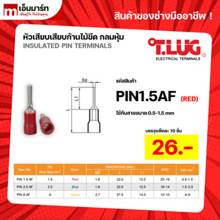 หัวเสียบก้านไม้ขีดกลมหุ้ม PIN1.5AF PIN2.5AF PIN6AF ทีลักซ์ T.LUG