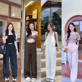 (ส่งฟรี) New Arrival  First love pants สุดปังรับซัมเมอร์ กางเกงทรงขากระบอกใหญ่