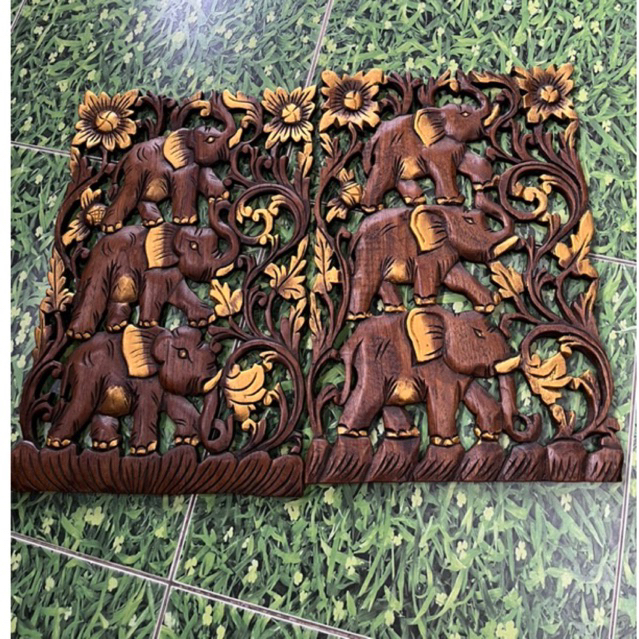 แผ่นไม้แกะสลักติดผนังwalldecoration teakwood